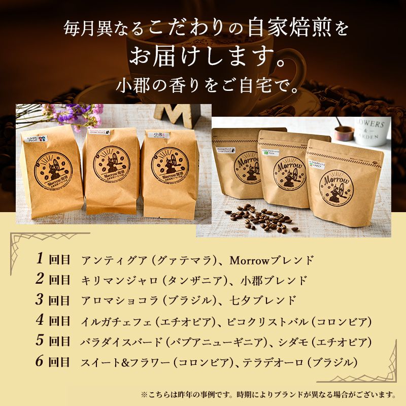 コーヒー粉 定期便 6ヶ月 自家焙煎 Morrow珈琲 200g 2種 セット 詰め合わせ コーヒー豆 珈琲豆 珈琲粉 コーヒー ドリップコーヒー コーヒードリップ ドリップ 自家焙煎コーヒー豆 飲料