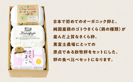 黒富士農場の卵食べ比べセット 計18個 さくら卵 オーガニック 山梨県 甲斐市 B-27