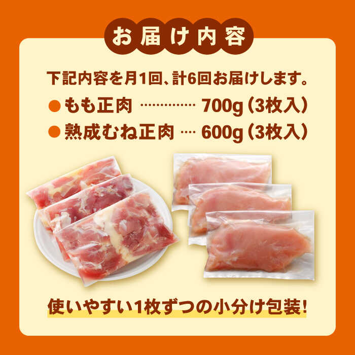 【全6回定期便】＜人気ブランド鶏食べ比べ＞みつせ鶏もも肉・むね肉1.3kg ヨコオフーズ/吉野ヶ里町 [FAE138]