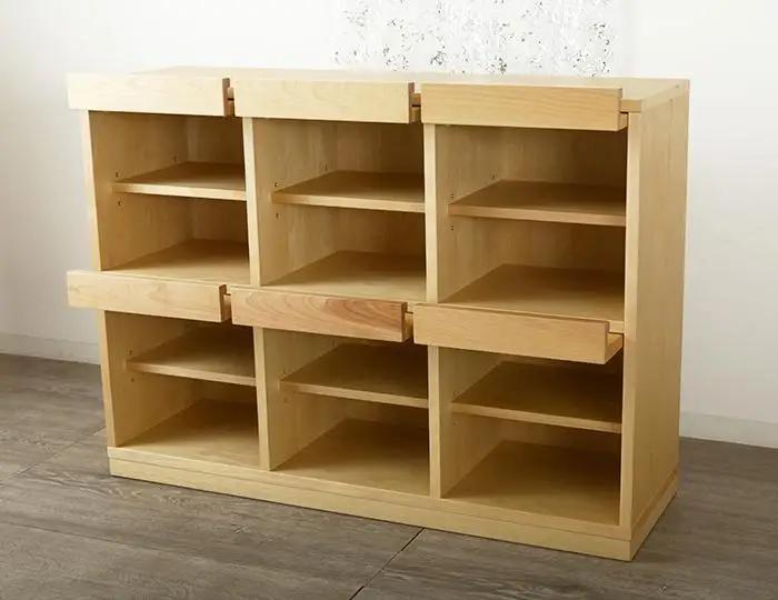 大川家具 ソプラ 113cm マガジンラック 本棚 3列2段 天然木サクラ(バーチ) 野中木工所