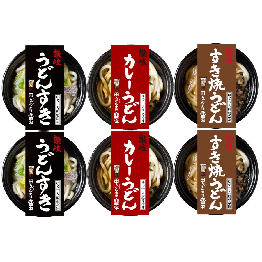 レンジで簡単　讃岐うどん3種の鍋詰合せ（うどんすき520g・すき焼うどん500g・カレーうどん480g×各2）