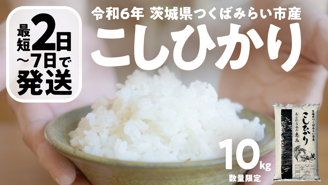 ＼ 最短 2日で発送 ／ コシヒカリ 10kg 令和6年産精米【 数量限定 】茨城県つくばみらい市産 米 コメ 単一米 24000 茨城県産 国産 即納 スピード配送 すぐ届く 発送 早い 即発送 コスパ こしひかり