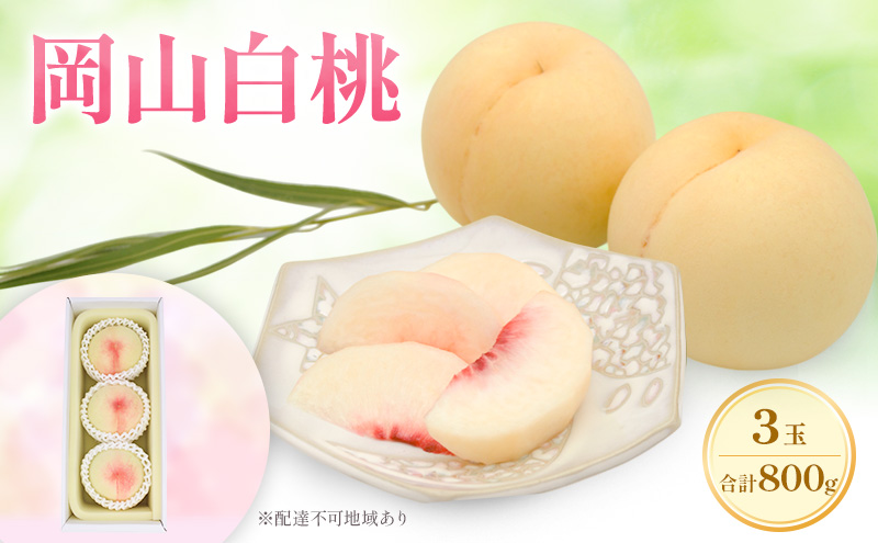 もも 2025年 先行予約 岡山白桃 ロイヤル 3玉 合計約800g  (7月上旬～7月下旬出荷予定)