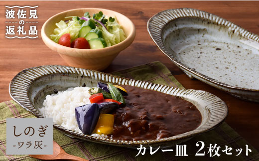 【波佐見焼】おとなのカレー皿（ワラ灰しのぎ）2枚セット【大桂工房】[GD14] 手作り カレー皿 オーバル皿 陶器 焼き物 軽い 渕錆 パスタ皿 カレー皿