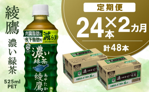 
【2カ月定期便】綾鷹 濃い緑茶 525mlPET×24本(合計2ケース)【機能性表示食品】【コカコーラ お茶 茶葉 ペットボトル うまみ 旨み 日本茶 国産 カテキン バランス 内臓脂肪 皮下脂肪 機能性表示食品】 A5-C047313
