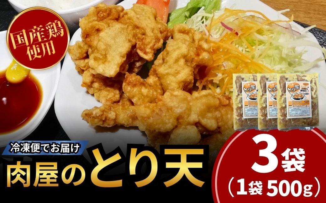 
                  とり天 肉屋のとり天 国産鶏使用 500g×3袋 | とり天大分 とり天唐揚げ とり天冷凍 とり天おつまみ とり天弁当 鶏天大分 鶏天冷凍 とりてん 絶品とり天 名物とり天 トリテン 鳥天 toriten
                