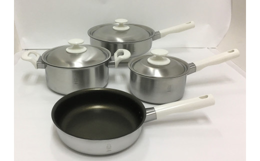 【メイド・イン・ツバメ】二層鋼内面フッ素樹脂加工鍋 & フライパン 4点セット FC070019