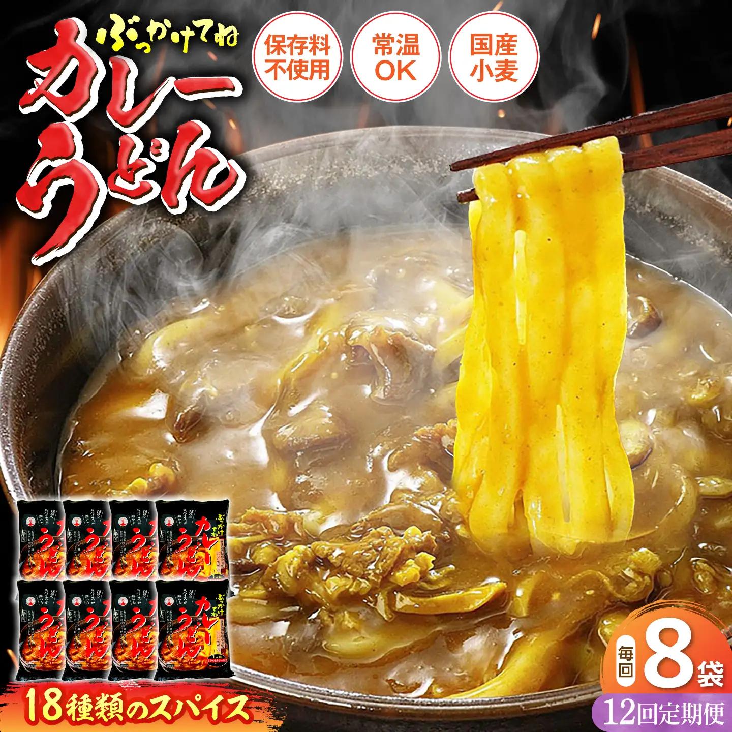 【全12回定期便】カレーうどん ８食 [VAI066]うどん カレーうどん