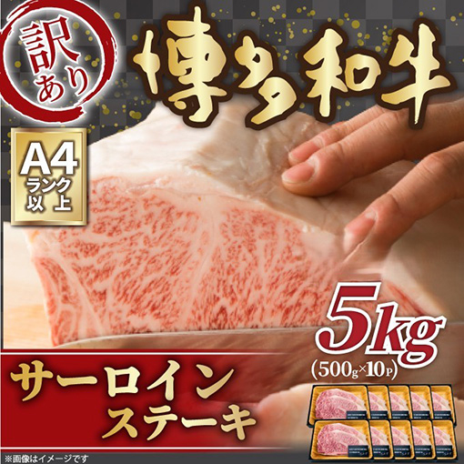 
            【訳あり】【A4〜A5】博多和牛 サーロインステーキ 5kg(250g×2枚×10パック) 吉富町/株式会社MEAT PLUS [BGAB015]
          