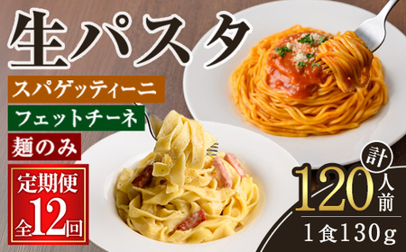 生パスタ フェットチーネ スパゲッティーニ 麺のみ 12ヶ月 定期便 パスタ 詰め合わせ 小分け 【（有）中橋製麺所】【ho1615】