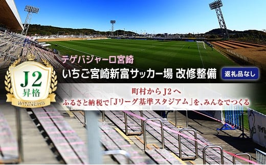 ＜寄附のみ＞ 返礼品なし いちご宮崎新富サッカー場 改修整備 1口 30,000円 J2昇格 テゲバジャーロ宮崎 サッカー Jリーグ J2 スポーツ 社会貢献 地域活動 応援寄附 ファン サポーター【S27】