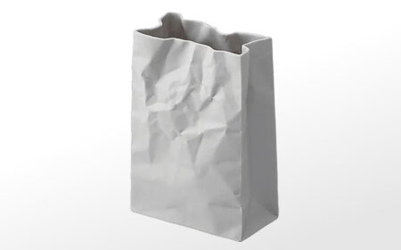 【瀬戸焼】ニュークリンクルスーパーバッグ#4 花器 グレー 【セラミック・ジャパン】 / 花瓶 インテリア ギフト プレゼント / 瀬戸市[BBBC018]