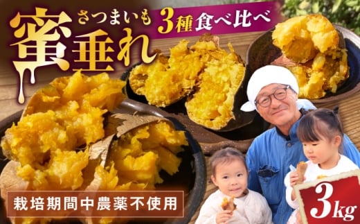 【厳選】熟成さつまいも3種食べ比べセット3kg 滋賀県長浜市/好作豊吉 [AQCF017]