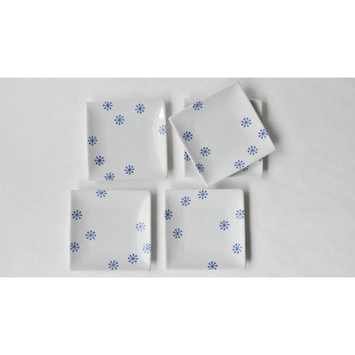 【AB503】【波佐見焼】判子 角皿 ゆきはな 【西海陶器】5 43454