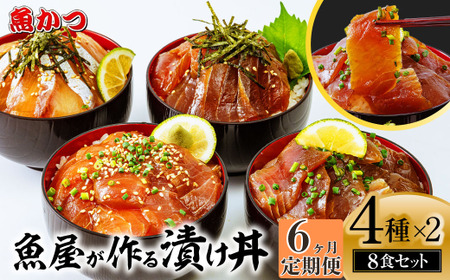 【6ヶ月 定期便】漬け海鮮丼 4種×2パック 計8食セット 海鮮丼 8P 定期便