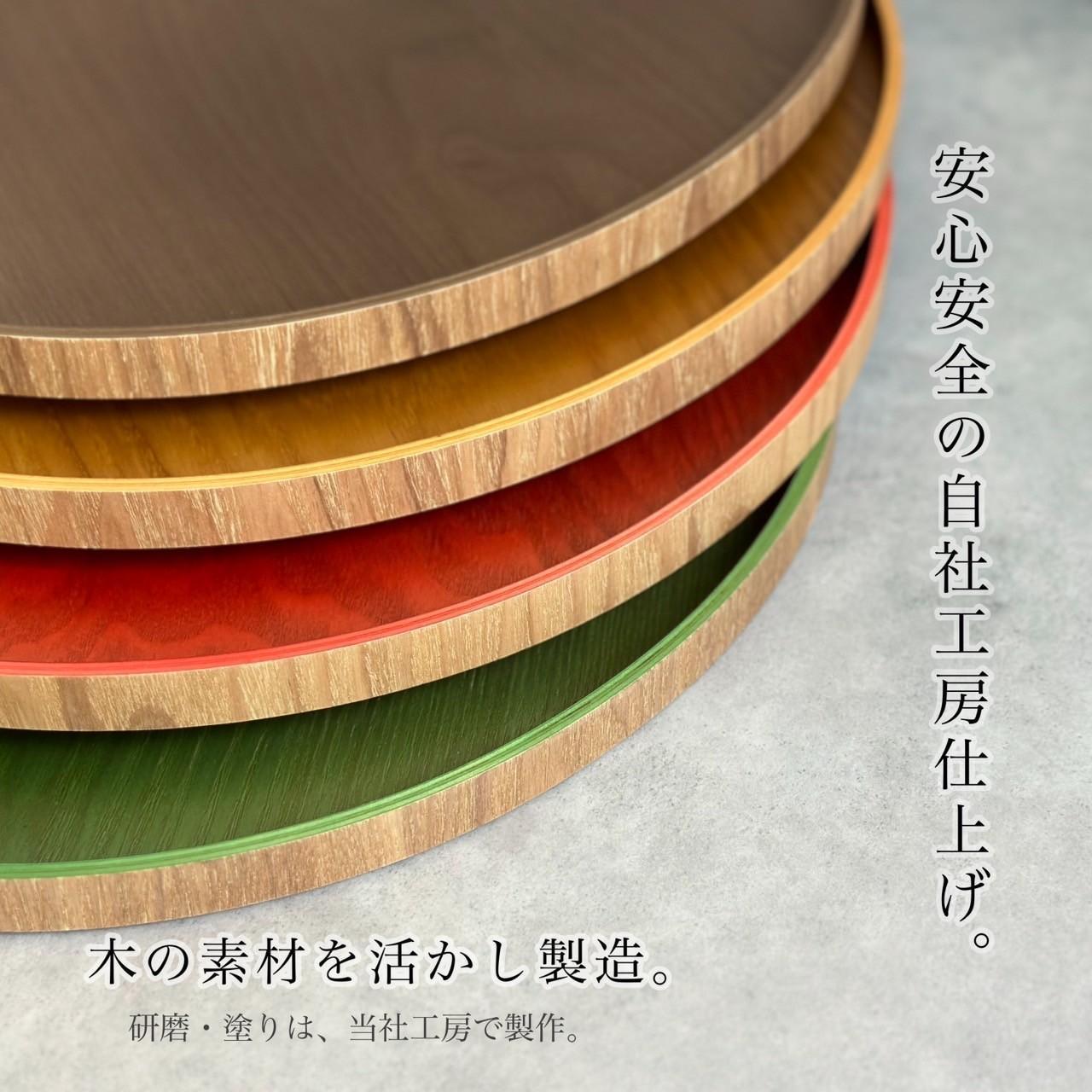 ［リーフグリーン］紀州漆器 木製 カラー半月盆 トレー 約36cm［YS142］