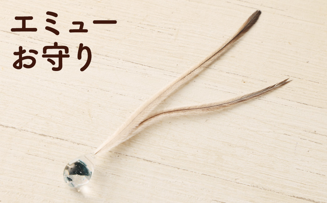 エミュー お守り 全長約18cm ストラップ付き 縁結び 羽根 雑貨 小物st-p