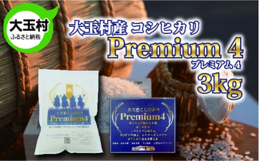 
福島県 大玉村 産 コシヒカリ プレミアム４ 3kg 【01106】 こしひかり 米 プレミアム 精米
