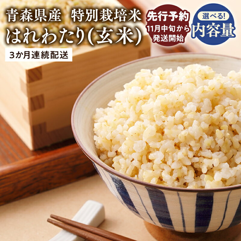 【ふるさと納税】≪令和7年産 先行予約≫3ヶ月連続お届け! 特別栽培米 はれわたり 玄米 5kg 10kg【青森県 平川市】先行予約 米 お米 玄米 青森県産 産地直送 おにぎり 朝ご飯 冷めてもおいしい ご飯 コメ こめ 白米 ごはん ブランド米 特A 特A米 お取り寄せ グルメ