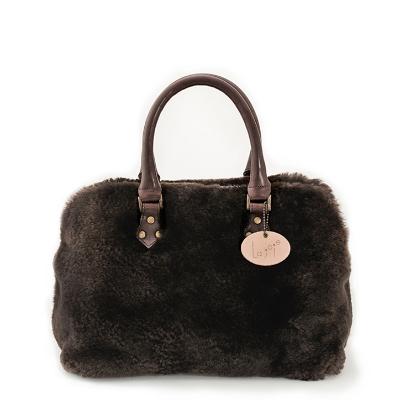 ふるさと納税 羽曳野市 La joie　ムートンボストンバッグ　コーヒー