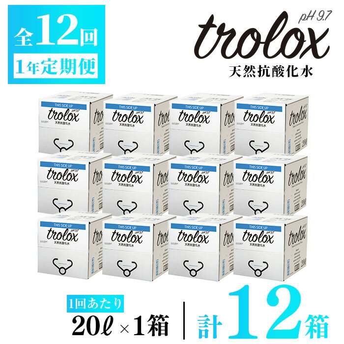 【ふるさと納税】【期間限定】＜定期便・全12回＞天然抗酸化水トロロックス(計240L・20L×1箱×12回)水 定期便 ミネラルウォーター 温泉水 飲む温泉水 シリカ 飲料 BIB バックインボックス アルカリイオン ケイ素 国産 鹿児島産 垂水市 頒布会【トロロックス】T22-5008