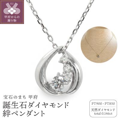 ふるさと納税 甲府市 Pt900 誕生石ダイヤモンド絆ペンダント　171125w10-pt