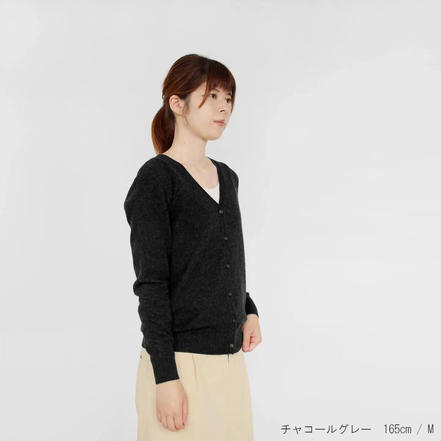 【先行予約】カシミヤニット Vネックカーディガン ( オフホワイト・L ) レディース