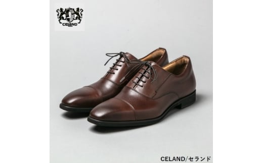 CELAND 牛革ラクチン軽量ビジネスシューズ 紐タイプ 紳士靴 (ストレートチップ）ダークブラウン CE1201 26.0cm [№5990-5982]