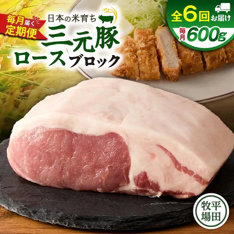 【 全6回 毎月 定期便 】 日本 の 米育ち 平田牧場 三元豚 ロース ブロック 600g T036-T06-02 定期 肉 お肉 にく 豚 豚肉 ブタ ぶた とんかつ 焼豚 黒豚 冷凍 バークシャー種 特別品種 便利 パック おかず 夕食 美味しい おいしい ジューシー ふるさと納税 北海道 苫小牧市 おすすめ ランキング プレゼント ギフト