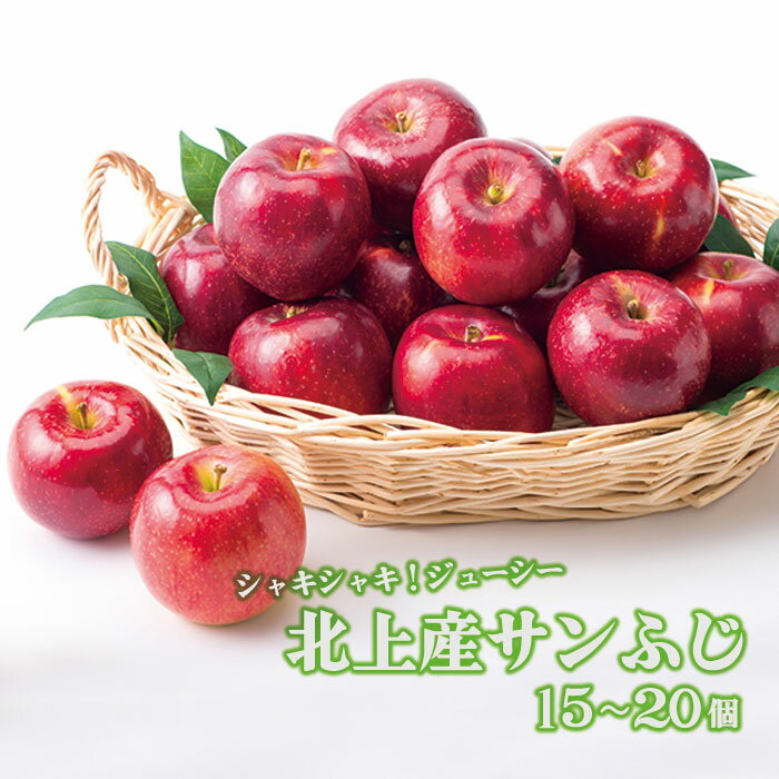【ふるさと納税】北上産 果汁たっぷり サンふじ りんご 15〜20個 国産 岩手 リンゴ 林檎 アップル 旬 果物 フルーツ 岩手県 北上市 C0097 fruit おやつ 採れたて フレッシュ ジューシー 贈答 プレゼント 八百屋 青果 フルーツきやなぎ