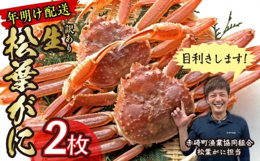
                  【先行予約】（訳あり）松葉ガニ（生なま）2枚【年明け配送】※着日指定不可※北海道、沖縄、一部離島への配送不可【松葉がに 松葉蟹 ズワイガニ 蟹 カニ かに 国産 人気 おすすめ 鳥取県 琴浦町 送料無料】
                