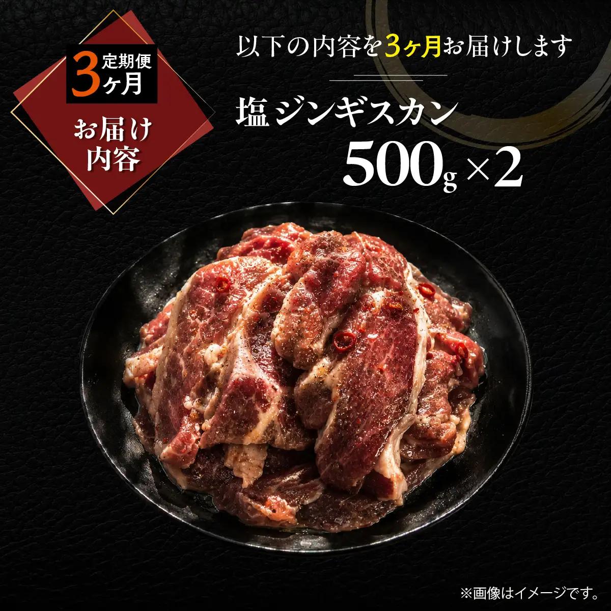 【3ヶ月定期便】塩ジンギスカン500g×2 MROA214