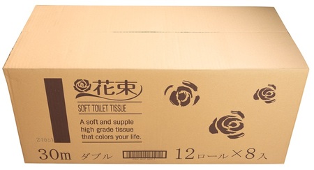 花束 トイレットペーパー ダブル 96ロール (12R×8パック) 再生紙 日用品 消耗品 備蓄 防災 生活雑貨 生活用品 生活必需品 再生紙100％ 無香料 96個 富士市 [sf002-288]