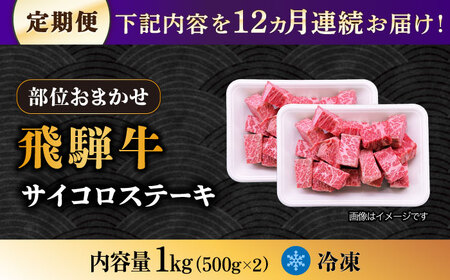 【12回定期便】 【飛騨牛】A5等級 サイコロステーキ 部位おまかせ 1kg 多治見市 [TAZ045] 飛騨牛 サイコロステーキ