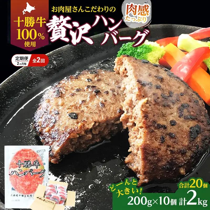 定期便 手ごねハンバーグ 全2回 合計20個 十勝牛 ハンバーグ