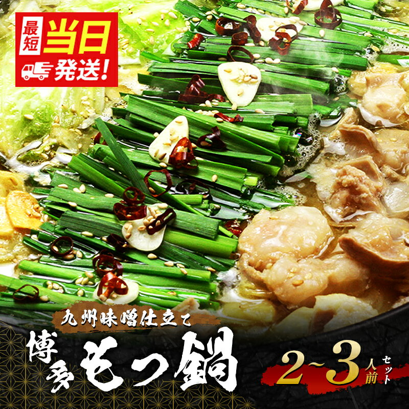 【ふるさと納税】博多もつ鍋セット（九州味噌仕立て）2～3人前　お届け：※当日12:00迄にご入金確認で、最短当日発送
