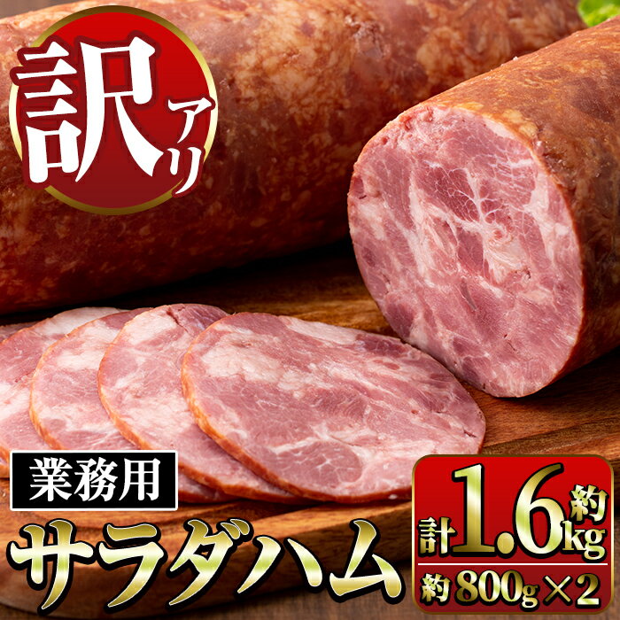 【ふるさと納税】《業務用・訳あり》サラダハム(約800g×2本・計約1.6kg) ハム 国産 豚肉 塩漬 熟成 プレスハム 肉加工品 訳アリ 業務用 サラダ トッピング 【ナンチク】