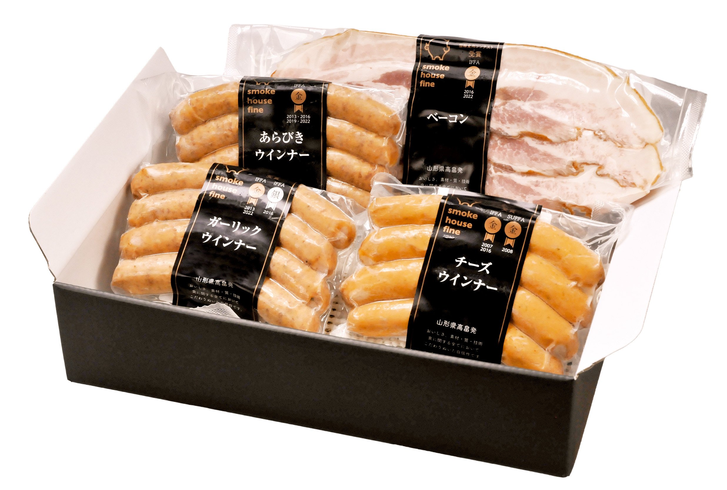 
            ソーセージ 詰め合わせ ファインセット 4種4個 [ファイン 山形県 高畠町 tk06ays750002] 豚 肉 ウィンナー ソーセージ ハム ベーコン 食べ比べ 詰合せ セット
          