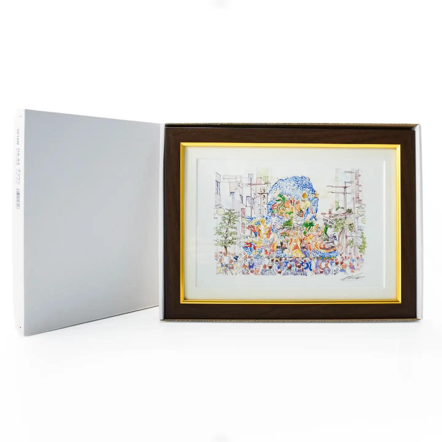 【八戸三社大祭】八戸の風景 複製画 26.5×36.0×3.0 800g 風景画 額付き マット 青森県 八戸市　