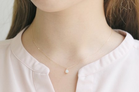 【L&Co.】K10 ペアシェイプオパールネックレス(63-7996)
