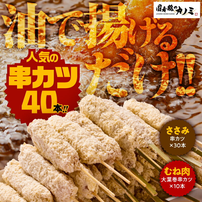 【ふるさと納税】鶏串カツ 40本セット 国産鶏肉 冷凍 鶏肉 鶏 鳥肉 鶏砂肝 ささみ串カツ むね肉大葉巻串カツ 惣菜 総菜 カノミ 鹿児島 鹿屋市 おすすめ ランキング プレゼント ギフト