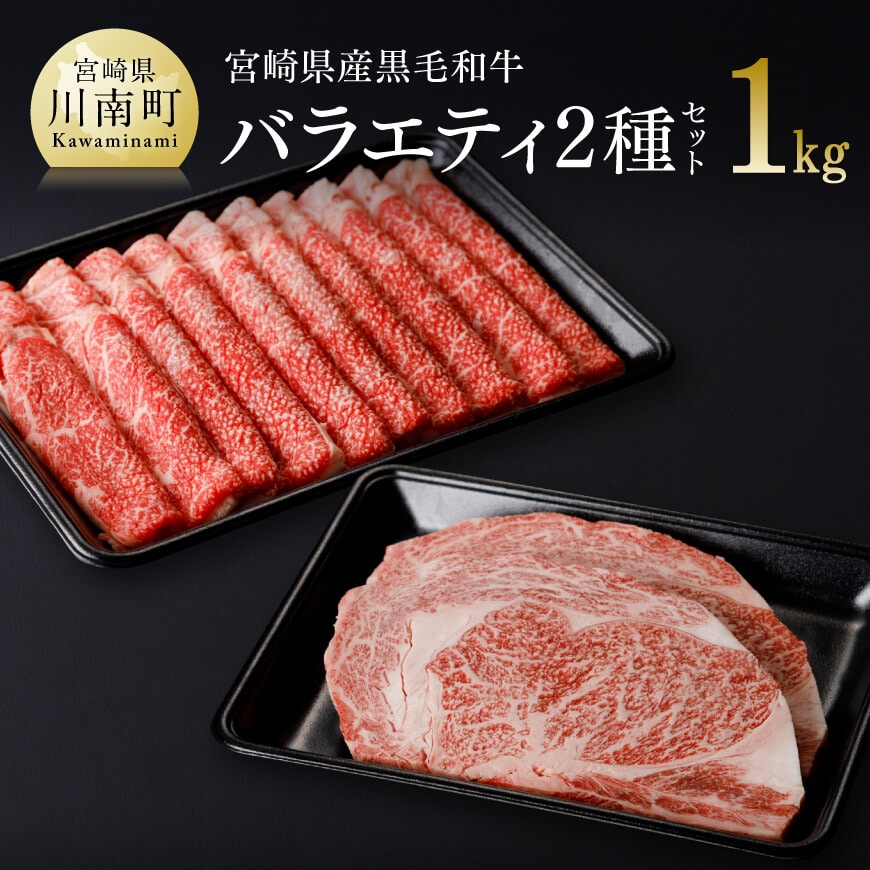宮崎県産黒毛和牛バラエティ２種セット　肉 牛肉 国産 黒毛和牛 ミヤチク すき焼き しゃぶしゃぶ ステーキ[D00671]