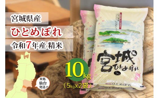 【ひとめぼれ】令和7年度産 精米 10kg（5kg×2袋）宮城県産【米 お米 こめ コメ ご飯 ごはん】 ●