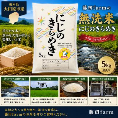 ふるさと納税 大田原市 【令和8年産先行受付】大田原市産にじのきらめき 無洗米 5kg 藤田farmのこだわりの白米