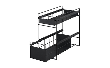 シンク下 収納 引き出し スライド ラック スリム SSR-200 ブラック アイリスオーヤマ 調味料 調味料ラック シンク下収納バスケット 隙間収納 キッチン 台所 収納棚 2段 おしゃれ 省スペー