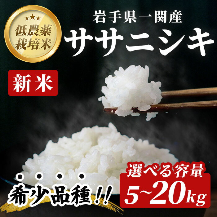 【ふるさと納税】《 新米先行予約 》令和7年産 新米 低農薬栽培 ササニシキ 精米 選べる 5kg 10kg 20kg ふるさと納税 お米 お弁当 弁当 料理 おにぎり おむすび 食品 ギフト プレゼント 贈り物 贈答品 岩手県 一関市