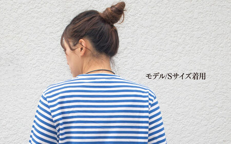 ボーダーロングTシャツ ホワイト×ブルー （S-XL） / Tシャツ / 佐賀県 / Canis Lupus [41AAAN012]