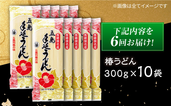 【全6回定期便】椿うどん10袋セット　保存食　椿　五島　うどん　手延べ　五島市/中本製麺 [PCR014]