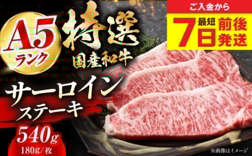 【スピード発送】国産和牛特上サーロインステーキ 180ｇ×3枚  肉 お肉 国産 和牛 冷凍  大阪府高槻市/株式会社ミートモリタ屋[AOAI011]