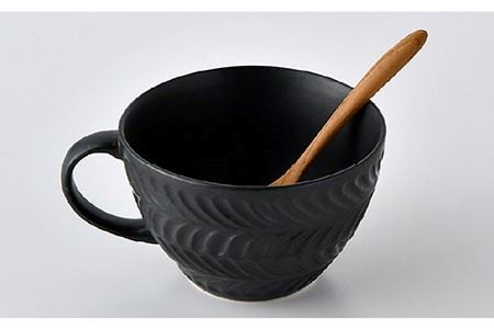 【波佐見焼】Rosemary ペア スープマグセット（アイボリー・ブラック）  スープカップ マグカップ 陶器  食器 皿 【トーエー】 [QC49] 波佐見焼